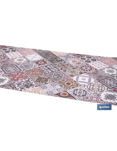ROLLO DE ALFOMBRA VINÍLICA DISEÑO GEOMÉTRICO 84% VINILO 16% POLIÉSTER 52 CM X 20 M