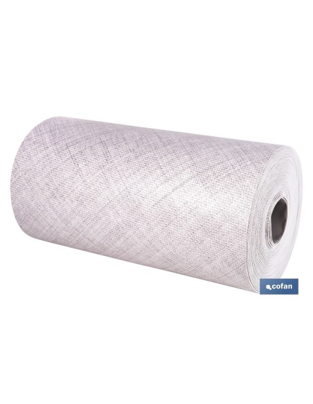 ROLLO DE ALFOMBRA VINÍLICA CON EFECTO JASPEADO GRIS CLARO 84% VINILO 16% POLIÉSTER 52 CM X 20 M
