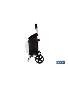 CARRO DE LA COMPRA NEGRO Y BEIGE PLEGABLE DE ALUMINIO CON 2 RUEDAS GRANDES 43 L