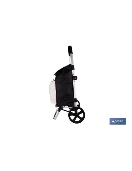CARRO DE LA COMPRA NEGRO Y BEIGE PLEGABLE DE ALUMINIO CON 2 RUEDAS GRANDES 43 L
