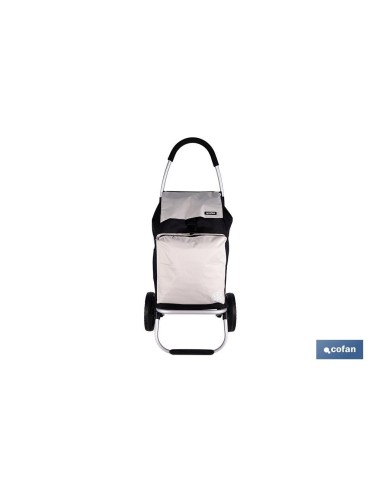 CARRO DE LA COMPRA NEGRO Y BEIGE PLEGABLE DE ALUMINIO CON 2 RUEDAS GRANDES 43 L