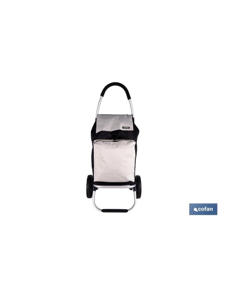 CARRO DE LA COMPRA NEGRO Y BEIGE PLEGABLE DE ALUMINIO CON 2 RUEDAS GRANDES 43 L