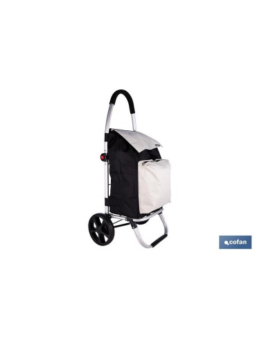 CARRO DE LA COMPRA NEGRO Y BEIGE PLEGABLE DE ALUMINIO CON 2 RUEDAS GRANDES 43 L