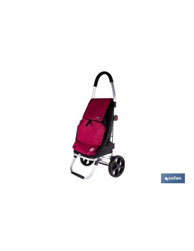 CARRO DE LA COMPRA NEGRO Y GRANATE PLEGABLE DE ALUMINIO CON 2 RUEDAS GRANDES 43 L