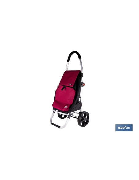 CARRO DE LA COMPRA NEGRO Y GRANATE PLEGABLE DE ALUMINIO CON 2 RUEDAS GRANDES 43 L