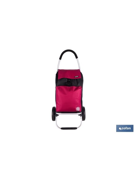 CARRO DE LA COMPRA NEGRO Y GRANATE PLEGABLE DE ALUMINIO CON 2 RUEDAS GRANDES 43 L