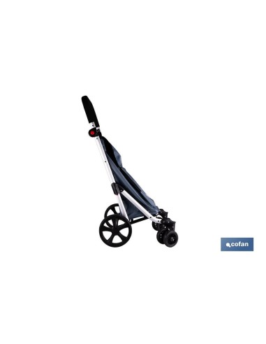 CARRO DE LA COMPRA GRIS ABATIBLE DE ALUMINIO CON 6 RUEDAS GIRATORIAS 53 L