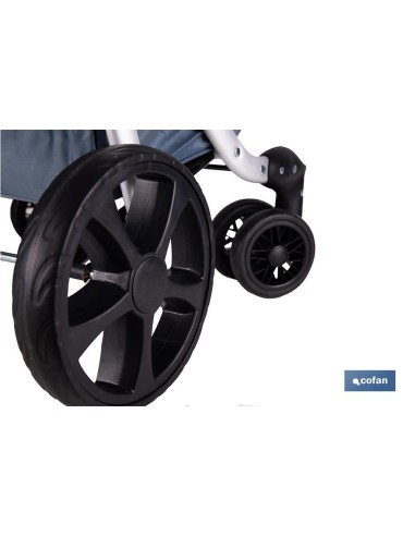 CARRO DE LA COMPRA GRIS ABATIBLE DE ALUMINIO CON 6 RUEDAS GIRATORIAS 53 L