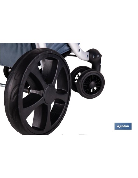 CARRO DE LA COMPRA GRIS ABATIBLE DE ALUMINIO CON 6 RUEDAS GIRATORIAS 53 L