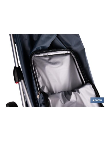 CARRO DE LA COMPRA GRIS ABATIBLE DE ALUMINIO CON 6 RUEDAS GIRATORIAS 53 L