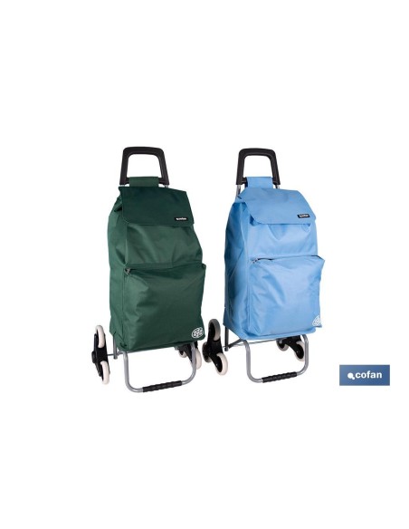 CARRO DE LA COMPRA AZUL PLEGABLE DE HIERRO CON 6 RUEDAS SUBE ESCALERAS 42 L