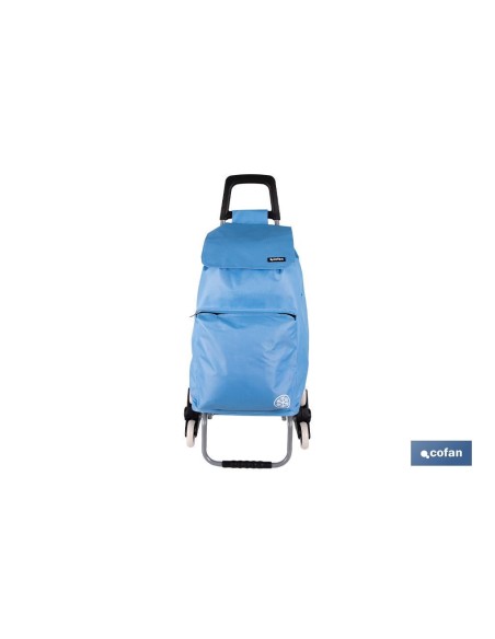 CARRO DE LA COMPRA AZUL PLEGABLE DE HIERRO CON 6 RUEDAS SUBE ESCALERAS 42 L