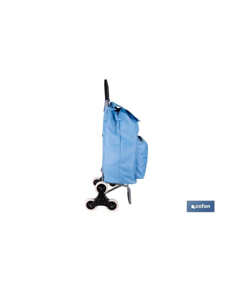 CARRO DE LA COMPRA AZUL PLEGABLE DE HIERRO CON 6 RUEDAS SUBE ESCALERAS 42 L