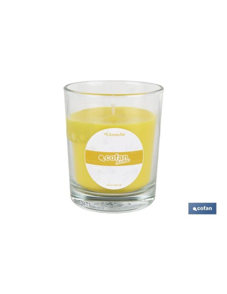 VELA AROMÁTICA DE CITRONELA EN VASO TRANSPARENTE 120 G