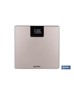 BÁSCULA DE BAÑO DIGITAL DE COLOR PIEDRA CON PANTALLA LED 30 X 30 X 2,2 CM