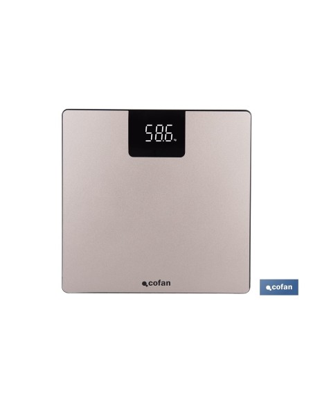 BÁSCULA DE BAÑO DIGITAL DE COLOR PIEDRA CON PANTALLA LED 30 X 30 X 2,2 CM
