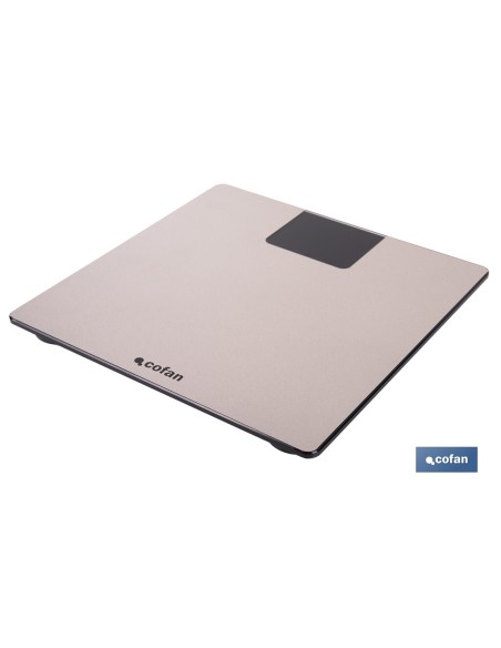 BÁSCULA DE BAÑO DIGITAL DE COLOR PIEDRA CON PANTALLA LED 30 X 30 X 2,2 CM