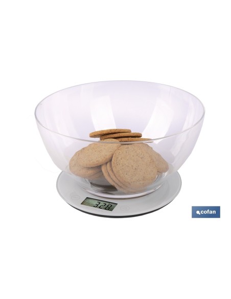 BÁSCULA DE COCINA DIGITAL CON CUENCO DE CAPACIDAD 3,8 L 10 KILOS Ø25,5 X 14 CM