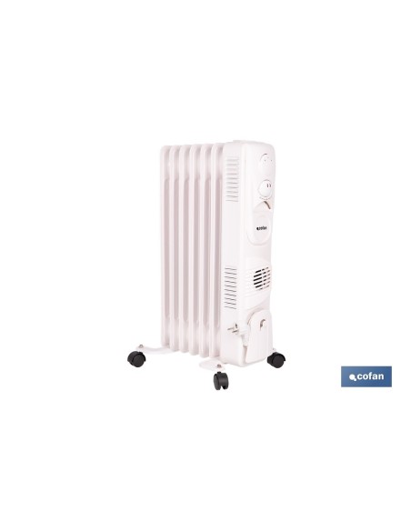 RADIADOR DE ACEITE CON TERMOSTATO REGULABLE Y VENTILADOR 7 ELEMENTOS 1500 W