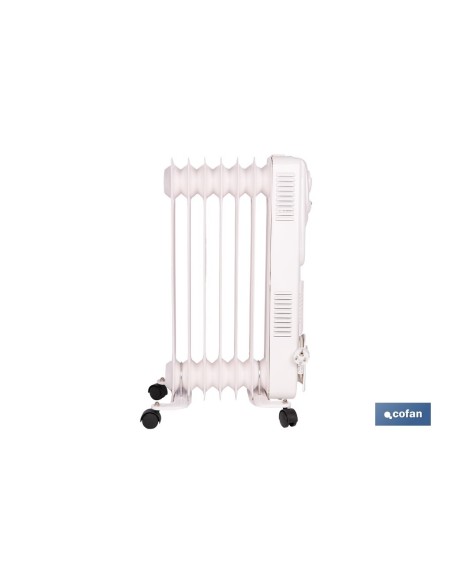 RADIADOR DE ACEITE CON TERMOSTATO REGULABLE Y VENTILADOR 7 ELEMENTOS 1500 W