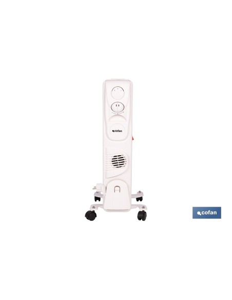 RADIADOR DE ACEITE CON TERMOSTATO REGULABLE Y VENTILADOR 7 ELEMENTOS 1500 W