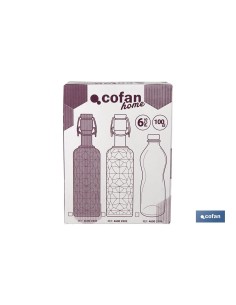 BOTELLA DE VIDRIO TRANSPARENTE CON TAPÓN ACERO INOXIDABLE 1 L 2