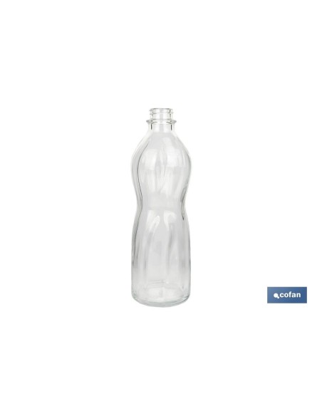 BOTELLA DE VIDRIO TRANSPARENTE CON TAPÓN ACERO INOXIDABLE 1 L