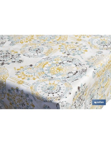ROLLO DE MANTEL ANTIMANCHAS MOSAICO CÁLIDO 1,40 X 20 M