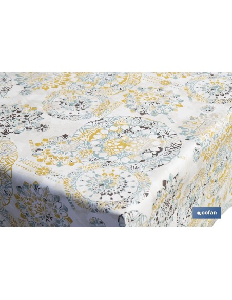 ROLLO DE MANTEL ANTIMANCHAS MOSAICO CÁLIDO 1,40 X 20 M