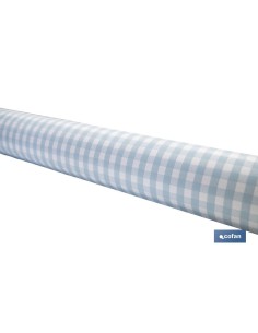 ROLLO DE MANTEL ANTIMANCHAS CUADROS AZULES 1,40 X 20 M