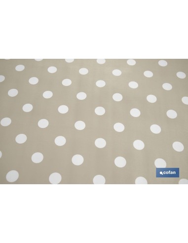 ROLLO DE MANTEL ANTIMANCHAS DE LUNARES BEIGE 1,40 X 20 M