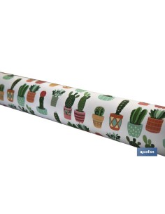 ROLLO DE MANTEL ANTIMANCHAS CON CACTUS 1,40 X 20 M