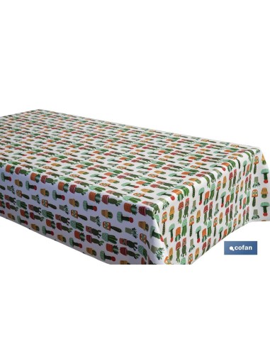 ROLLO DE MANTEL ANTIMANCHAS CON CACTUS 1,40 X 20 M