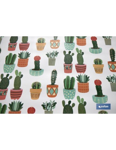ROLLO DE MANTEL ANTIMANCHAS CON CACTUS 1,40 X 20 M