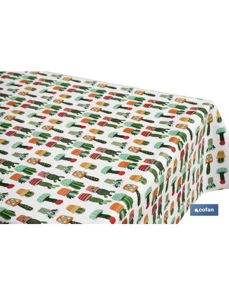 ROLLO DE MANTEL ANTIMANCHAS CON CACTUS 1,40 X 20 M