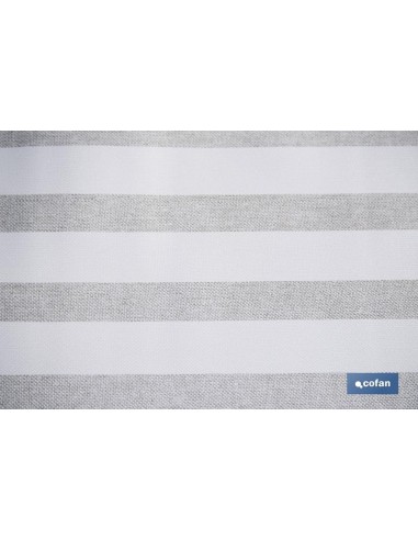 ROLLO DE MANTEL ANTIMANCHAS DE RAYAS BEIGE Y BLANCO 1,40 X 20 M