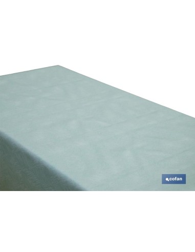 ROLLO DE MANTEL ANTIMANCHAS RESINADO TURQUESA 60 % ALGODÓN, 40 % POLIÉSTER 1,40 X 20 M