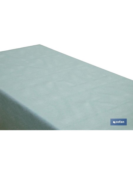 ROLLO DE MANTEL ANTIMANCHAS RESINADO TURQUESA 60 % ALGODÓN, 40 % POLIÉSTER 1,40 X 20 M