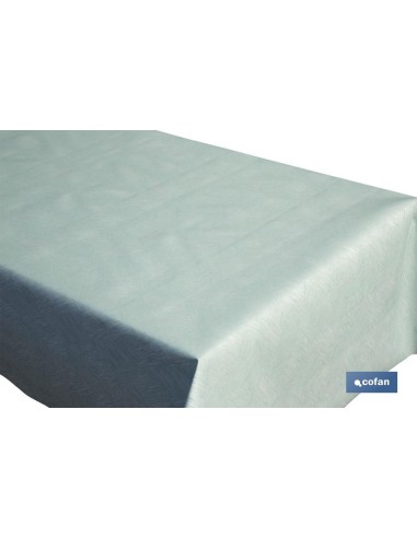 ROLLO DE MANTEL ANTIMANCHAS RESINADO TURQUESA 60 % ALGODÓN, 40 % POLIÉSTER 1,40 X 20 M