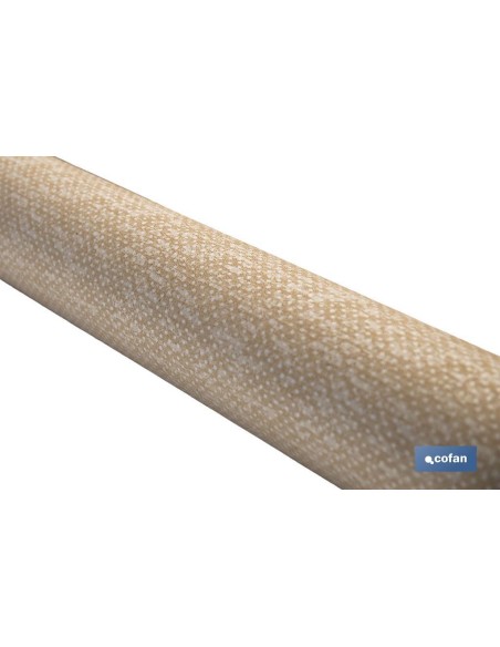 ROLLO DE MANTEL ANTIMANCHAS RESINADO TEXTURA BEIGE 60 % ALGODÓN, 40 % POLIÉSTER 1,40 X 20 M