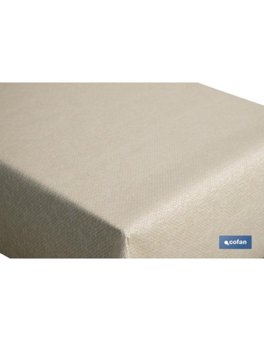 ROLLO DE MANTEL ANTIMANCHAS RESINADO TEXTURA BEIGE 60 % ALGODÓN, 40 % POLIÉSTER 1,40 X 20 M