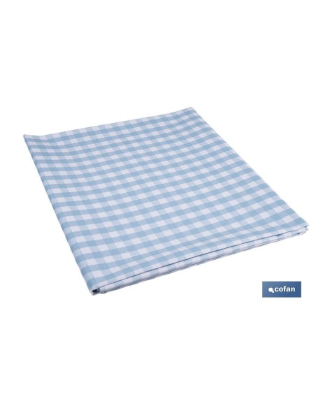 MANTEL ANTIMANCHAS CUADROS AZULES 1,40 X 3,00