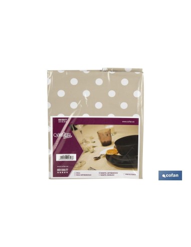 MANTEL ANTIMANCHA LUNARES BEIGE 1,40 X 1,80