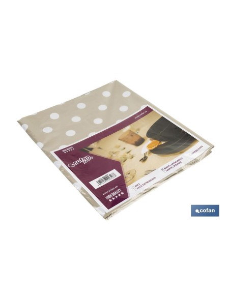 MANTEL ANTIMANCHA LUNARES BEIGE 1,40 X 2,00