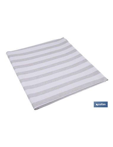 MANTEL ANTIMANCHAS RAYAS BEIGE Y BLANCAS 1,40 X 2,00