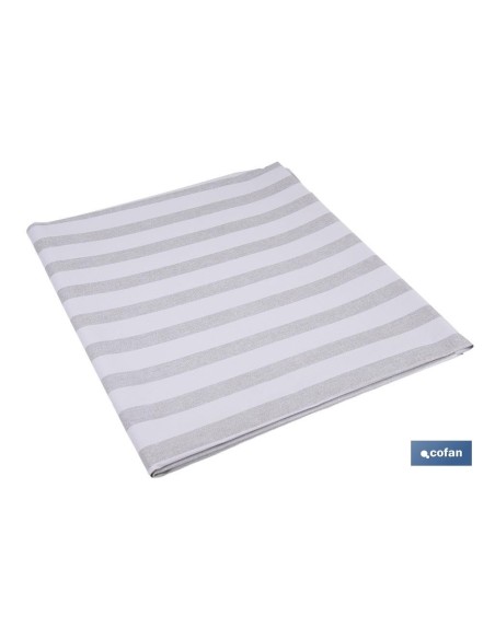 MANTEL ANTIMANCHAS RAYAS BEIGE Y BLANCAS 1,40 X 3,00