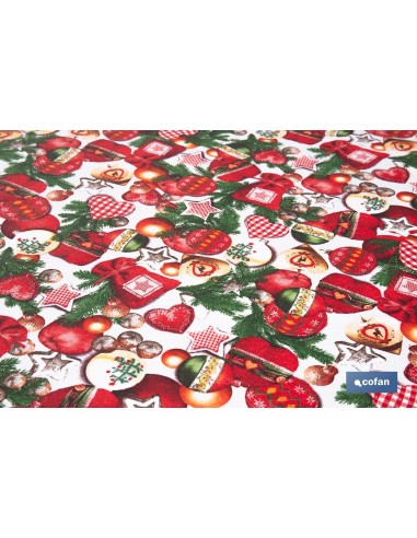 ROLLO DE MANTEL RESINADO ANTIMANCHAS ENCANTO NAVIDEÑO 75% ALGODÓN 25% POLIÉSTER 1,40 X 15 M