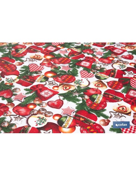 ROLLO DE MANTEL RESINADO ANTIMANCHAS ENCANTO NAVIDEÑO 75% ALGODÓN 25% POLIÉSTER 1,40 X 15 M