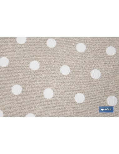 MANTEL REDONDO TOPOS LINO ANTIMANCHAS RESINADO CONFECCIONADO 50% ALGODÓN 50% POLIESTER 1,40 M