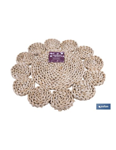 BAJOPLATO FORMA CIRCULOS FIBRA NATURAL MEDIDA 35 CM